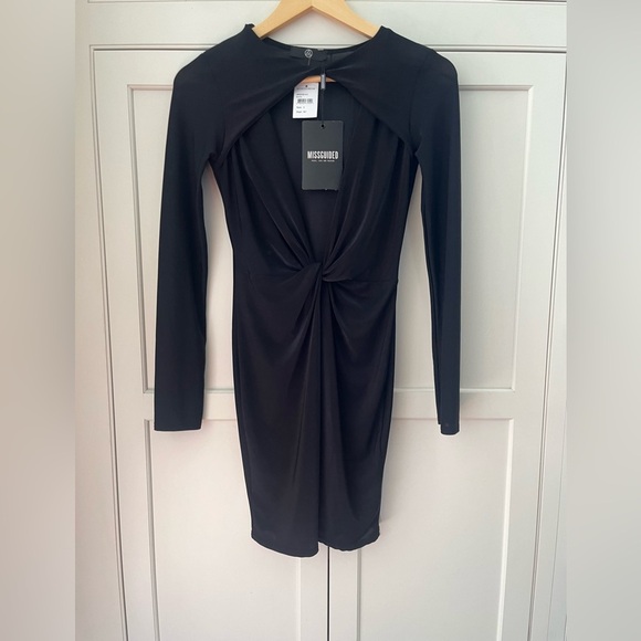 MISSGUIDED Bodycon Cutout Midi Dress size 2 black NWT - Picture 5 of 6